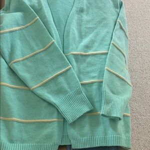 Mint Striped Women's Cardigan Sweater - Lightweight Knit